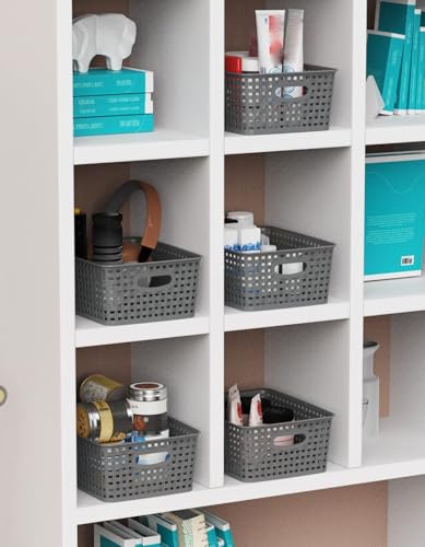 WYT Weave Storage Organizer Baskets, Grey 6-Pack Plastic Woven - Image 8
