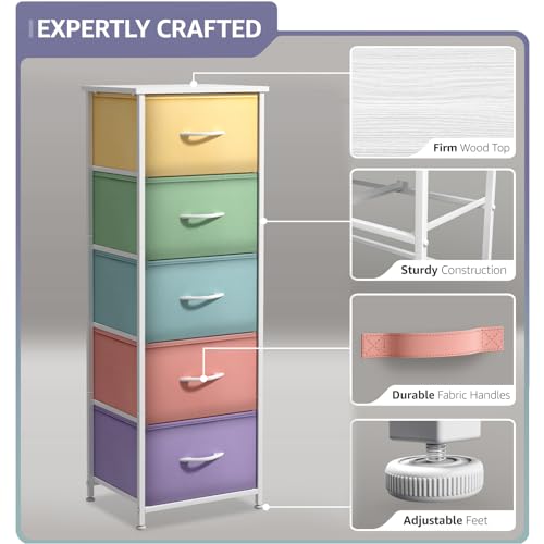 Sorbus Dresser for Kids Bedroom, Fabric Drawers (5 Drawer - Image 5