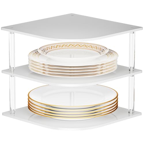 Plate Organizer for Cabinet Space Saver - Acrylic Corner Shelf - Image 7