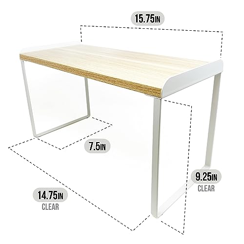 Mitus Stacking Wood Shelf Organizer, Counter Cabinet Storage Rack - Image 4