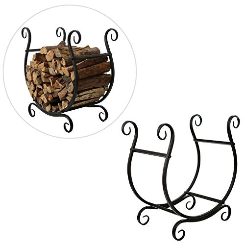 MyGift Black Metal Freestanding Firewood Rack | Home Organization - Image 2