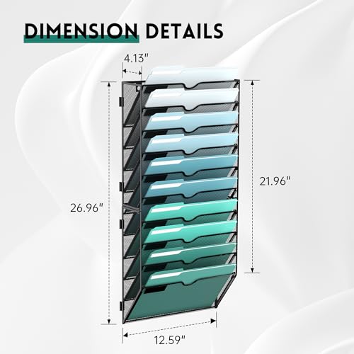 SUPEASY 10-Tier Wall File Organizer, Hanging File Holder - Image 3