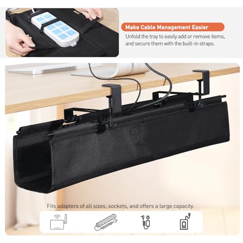 MAXECHO Under Desk Cable Management Tray 28" - Clamp on Wire - Image 5