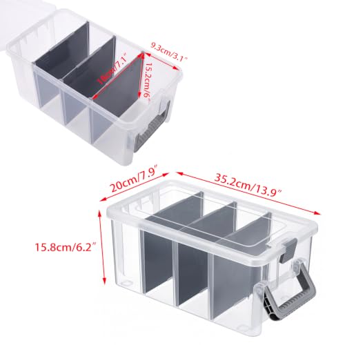 BTSKY Clear Plastic Dividing Storage Box with 4 Deep Compartment - Image 4