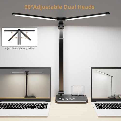 Woputne LED Desk Lamp Dual Heads, Dual USB Port - Image 5
