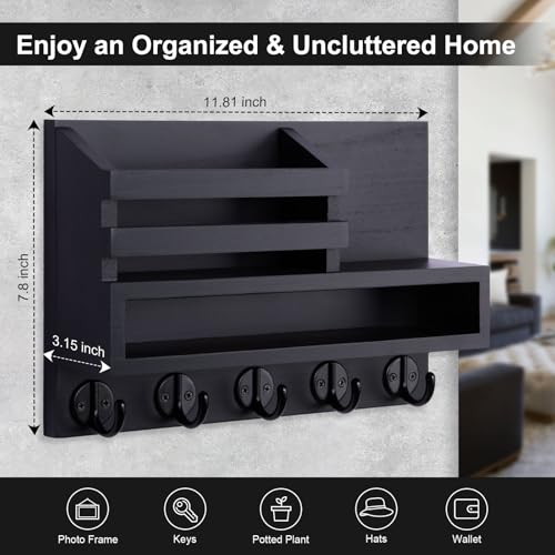 Key and Mail Holder Wall Mount, Key Hanger with Long - Image 3