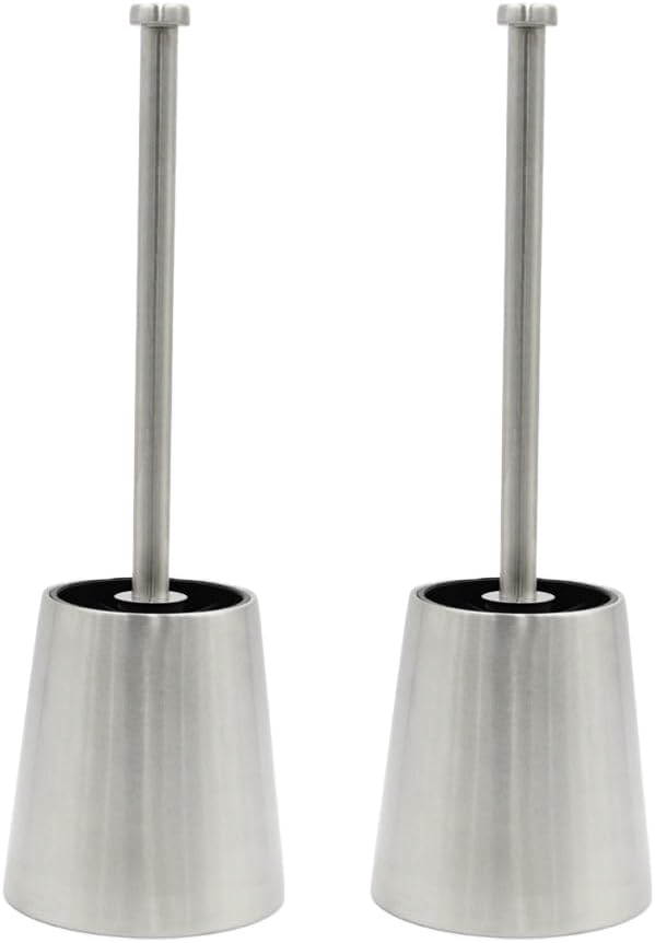 Toilet Brush and Holder, 304 Stainless Steel, Fingerprint-Proof, Rust Resistant, Toilet Bowl Brush for Bathroom Toilet - Ergonomic, Pratical Durable - 2 Pack