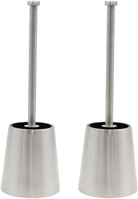 Toilet Brush and Holder, 304 Stainless Steel, Fingerprint-Proof, Rust Resistant, Toilet Bowl Brush for Bathroom Toilet - Ergonomic, Pratical Durable - 2 Pack