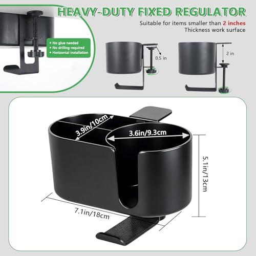 4 in 1 Desk Cup Holder Clamp on Under Desk Headphone Hook - Image 4