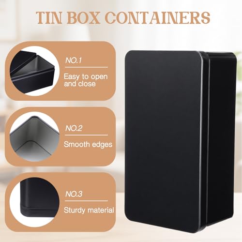 Hotop Black Metal Tin Box with Lid, 7 x 3.8 x 2.5 Inch - Image 6