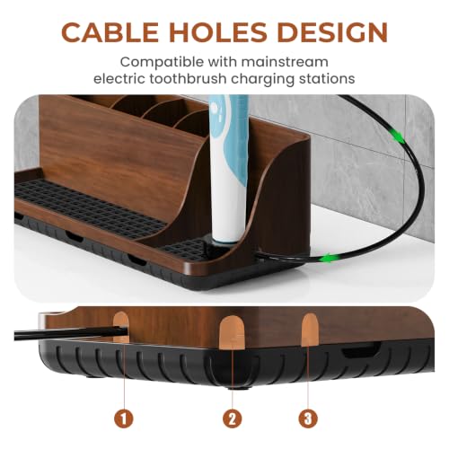 Bathrooms Toothbrush Holder Set with 3 PCS Qtip Holder (Brown - Image 5