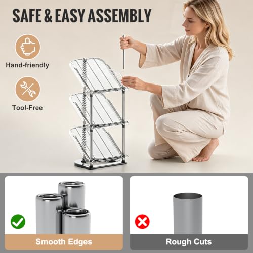 6 Tier Vertical Narrow Shoe Rack, Stackable Tall Skinny Shoe - Image 6