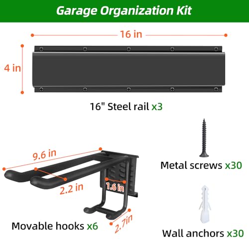 PIYILO 48 in Garage Tool Organizer Wall Mount, Adjustable Tool - Image 7