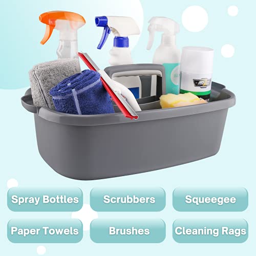 Cleaning Caddy Organizer with Handle, Gray Plastic Bucket - Image 4