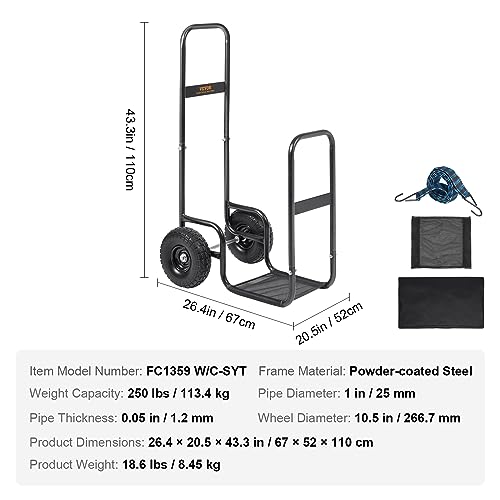 VEVOR Firewood Cart, 250 lbs Capacity - Image 4