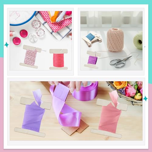 50 PCS Ribbon Storage Organizer, Empty Wooden Flat Spool - Image 7