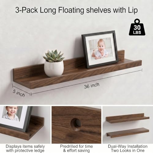 WOPITUES Floating Shelves for Wall, 36" Picture Ledge Shelf - Image 4