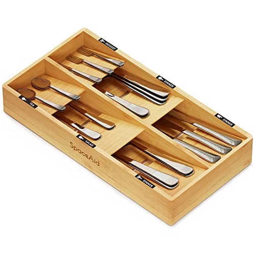 SpaceAid Bamboo Silverware Drawer Organizer with Lab | All Products - Image 2