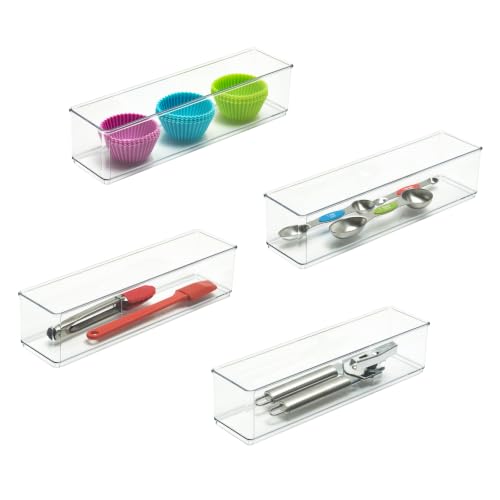 Clearly Large Narrow Drawer Organizer, 12.49"x3.12"x2.95", 4 Pack - Image 2