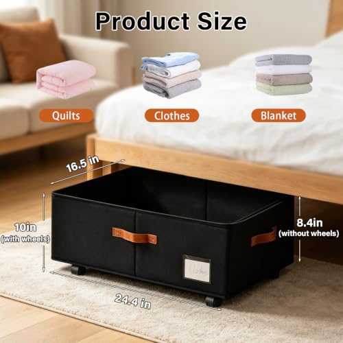 10 inch Height Under Bed Storage with Wheels 2 Pack - Image 4
