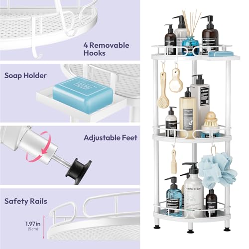 SWTYMIKI Corner Shower Caddy Standing - 3 Tier Stainless Steel - Image 6