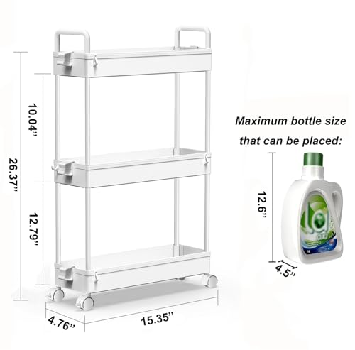 SOLEJAZZ Slim Rolling Storage Cart Skinny Bathroom Organizer, 3 - Image 3