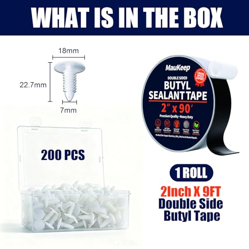 Butyl Sealant Tape & Nylon Rivets Combo Kit - 2" x 90 Ft Tape - Image 8