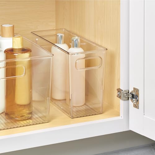 iDesign Slim Clear Plastic Bathroom Storage Bin, Tall Narrow - Image 4