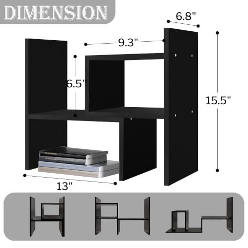 MASAKA B&W - Desk Organizer Aesthetic Shelf, Desktop Bookshelf - Image 3