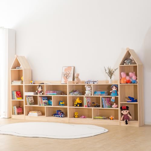 Wooden 7 Compartment Storage Cabinet Organizer Kids 3 Tier Wood - Image 6