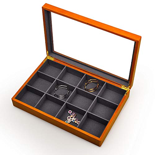 Oirlv 12 Grids Vintage Solid Wood Jewelry Box Microf | Jewelry Organiz - Image 7