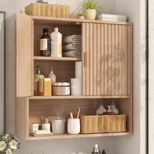 Bathroom Fluted Wall Cabinet, 23.6"W Medicine Cabinet - Image 2