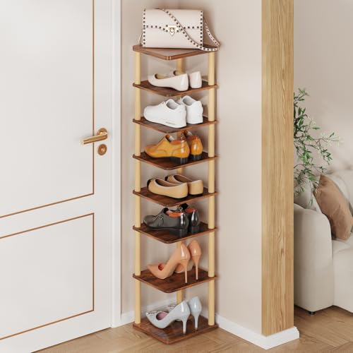 8 Tiers Vertical Shoe Rack, Tall Narrow Shoe Tower - Image 2