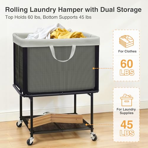 Rolling Laundry Hamper with Lockable Wheels, 29-Gallon - Image 8