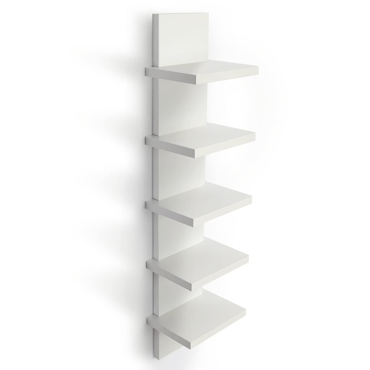 5 Tier Wall Shelves White, Vertical Column Shelf Floating Storage - Image 1