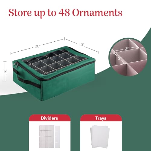 Ornament Storage Box - Zippered Organizer with 48 | Home Organization - Image 4