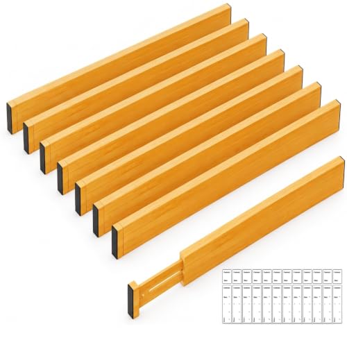 Adjustable Bamboo Drawer Dividers Expandable 8 Pack 17-22 - Image 2