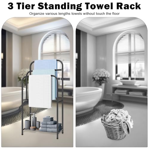 Towel Racks for Bathroom, 35" H Standing Towel Holder 3 - Image 6