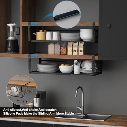 2Pack Expandable Under Shelf Storage Basket Organizer,Black - Image 7
