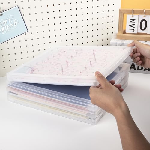 12x12 Scrapbook Paper Storage, 4 Pack Stackable Containers - Image 3