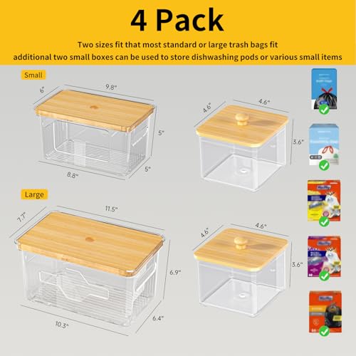 FELIZHOUSE 4 Pack Trash Bag Holder with Bamboo Lid, | All Products - Image 3