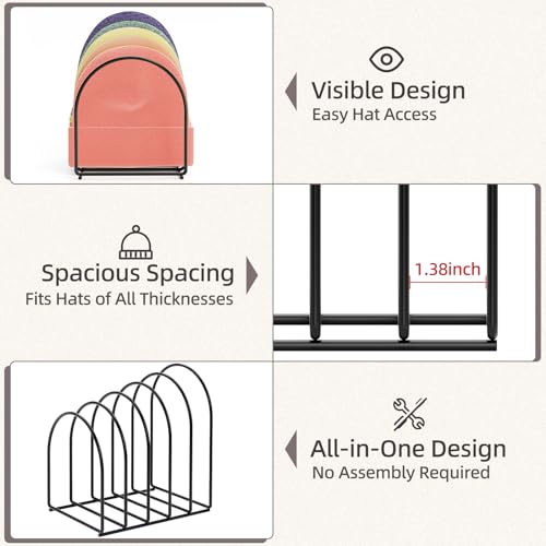 1 Pack Metal Beanie Organizer for 6 Hats, Vertical Display Stand - Image 7