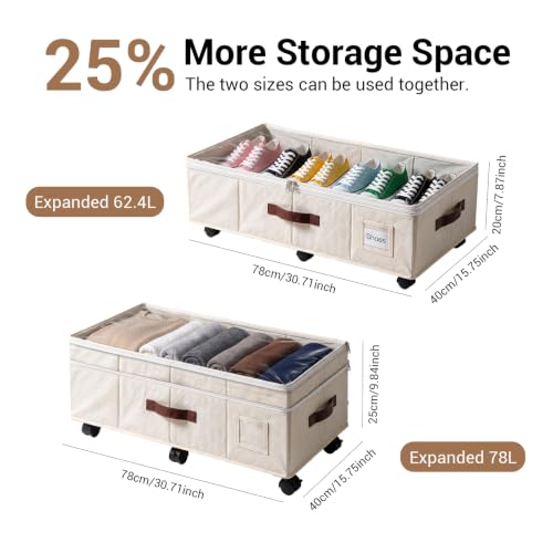 2 Pack Underbed Storage Boxes with Wheels, White - Image 4