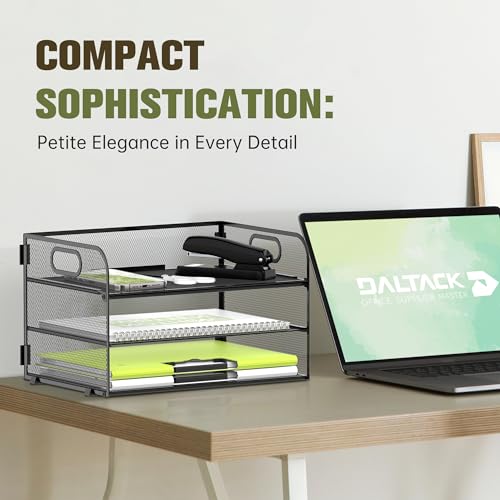 DALTACK 3 Tier Paper Organizer for Desk, Sliding Paper Trays - Image 6