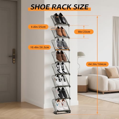 SMILHELTD Vertical Shoe Rack 8 Tiers Narrow Clear Sneaker - Image 4