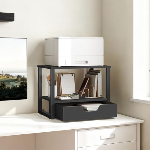 Desktop Printer Stand, 2-Tier Printer Table with Non-Woven Drawer - Image 3
