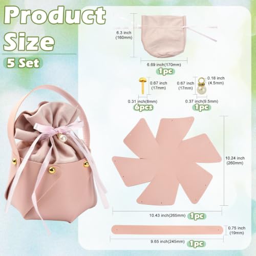 Ipotkitt 5 Sets PU Leather Candy Gift Bags with Velvet Drawstring - Image 3