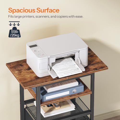 HOOBRO Printer Stand with Hanging File Drawer, Rolling - Image 8