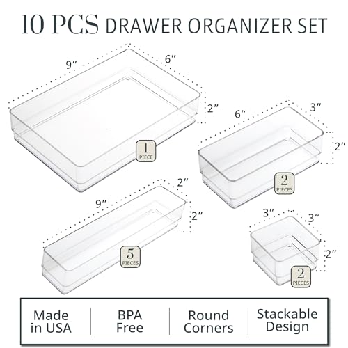 STORi SimpleSort 10-Piece Stackable Clear Drawer Organizer Set | - Image 3