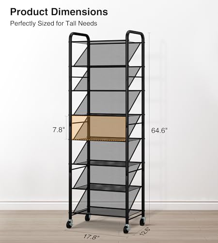 Double-Sided Narrow Shoe Rack with Lockable Wheels, 8-Tier - Image 7